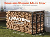 Firewood Rack with Sloped Roof, 143cm Outdoor Firewood Holder, 1/4 Cord Log Storage Shed, 299kg Max V952-HWDCJ4FT20MMZB5Q6001V0