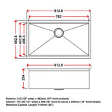 BRIENZ 32-inch Nano Workstation Ledge Undermount 16 Gauge Stainless Steel Kitchen Sink Single Bowl V63-836481