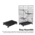 FLOOFI Three-Level Pet Rabbit Bird Cage with Hammock V227-3331641003992