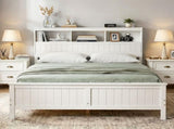 Artiss Queen Bed Frame with Storage Headboard and Footboard Wooden Bed Base White WBED-F-S1-Q-107-AB