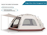 5-8 Person Hexagonal Camping Tent Double-Layer Silver Coated Waterproof Shelter with Awning V888-ELOSUNG11288