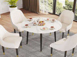 High-End Marble Round Kitchen Dining Table Sintered Stone Restaurant Table 80 x 80 cm V767-JJ-XZ916-WT