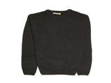 100% SHETLAND RAGG WOOL CREW Round Neck Knit JUMPER Pullover Mens Sweater Knitted - Plain Black V563-SW-CN-FBK-99B-5XL