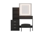 Artiss Dressing Table Vanity Desk Set Stool Led Black FUR-V-DRESS05-LED-BK-AB