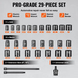 Impact Sockets Set 29pcs 6-Point 3/8in Drive Bit Ratchet Tool Kit Case V952-CJTTZJ1CRV299EO2EV0