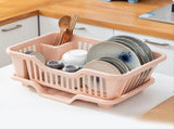 Dish Drying Rack-Dish Rack with Auto-Drain Organizer Rack Dish Rack and Drainaboard Set for Kitchen V1369-AZ3-W-19038