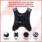 10KG Weighted Vest Top Gym Exercise Fitness Strength Sports Training Weight Loss V63-929911