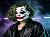 Cyberpunk Joker PVC Full Face Mask with Green Curly Wig Mechanical Punk Cosplay Prop for Halloween V1232-JFMJ-WSJ-003