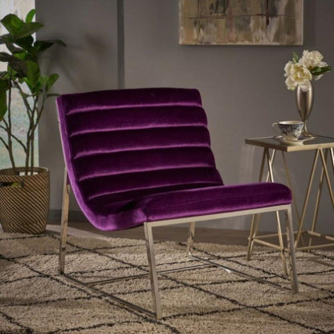 Glorie Plum Velvet Sofa Accent Chair ArmChair V1041-JMC-1060PLUM