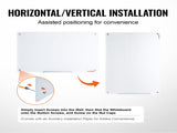 Magnetic Glass Whiteboard, Dry Erase Board 36"x24", Wall-Mounted Large White Glassboard Frameless, V952-CXGCBLBGHBL3CGGHBV0