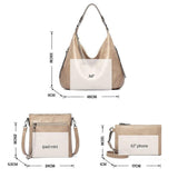 Women's Soft Leather Tote Bags 3pcs Fashion Handbag Wallet Shoulder Purse Set V1263-JX-3526