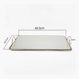 SOGA 40.5cm Gold Flat-Lay Mirror Glass Metal Tray Vanity Makeup Perfume Jewelry Organiser with PLATEHJ1134