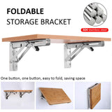 Heavy-Duty Foldable Wall Shelf Brackets 2-Pack 304 Stainless Steel Triangular Supports with V1107-CS-ZWJSJZJ18