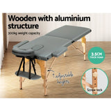 Zenses Massage Table 56cm Portable 2 Fold Wooden Beauty Bed Grey MT-WOOD-2FOLD-GREY-56