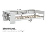 Artiss White Single Solid Wood Corner Platform Bed Frame with Built-in Desk, Storage Shelves and WBED-F-DESK-S-WH-AB