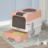 Pink Large Enclosed Cat Litter Box with Drawer and Scoop-Odor Control, Removable Tray, Easy Clean V888-ELOSUNG10172