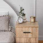 PORTO BEDSIDE TABLE - NATURAL OAK - SLIM - OVAL BLACK V164-ECS13STB05B