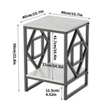 Sleek White Marble Side Table Sofa End Table Bedside Nightstand w Durable Frame V767-JJ-XZ216-BK