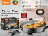 Electric Pizza Pan with Non-Stick Surface and Glass Lid, Adjustable Temperature Control for Home V1341-ZY-7KNVTHTG-BLACK