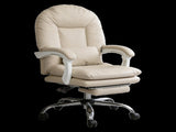 Levede Executive Office Chair Footrest PU Leather Tilt Gaming Work Seat Beige OF1070-BG-AU
