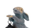Bunny Figurine with Solar Lantern Resin Bunny Statue Light Auto Light Sensing for Outdoor Garden V1294-YM0901-3111250023611