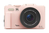 5K Digital Camera with 180-degree Flip Screen Vlogging Camera for YouTube -Pink V1263-JX-7686