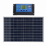 Solar Panel 10W 12V Polycrystalline IP65 Waterproof Portable 30A Solar Charge Controller Combo for V1366-AZ2-W-15730