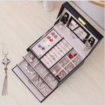 Jewellery Box With Mirror Double Drawers Organizer Storage Lock Case V462-FB-54-03