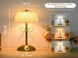 Creative Rechargeable Bow Table Lamp with Pleated Fabric Lampshade - Three Colour Soft Light, Touch V888-ELOSUNG55007