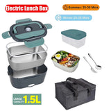 2 in1 Home Car Electric Lunch Box Stainless Steel Food Heating Bento Box AU Plug V201-ELB1222GR8AUF