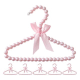 6Pcs Pink Plastic Closet Hangers with Embellishment for Small Garments Storage V1366-AZ2-W-13591