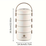Beige Pink 4-layer lunch box, insulated lunch box, portable lunch box, lunch box work, lunch box V1347-122-PIN-77133