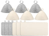 6Pcs Sauna Hats & 6Pcs Sauna Mats, Felt Sauna Hat, Bath Hair Caps with Loops, Heat Insulation Sauna V1107-113-14727