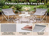 Gardeon Outdoor Bistro Set 3 Piece Patio Furniture Conversation Table and Chairs Grey ODF-BISTRO-STL-GR