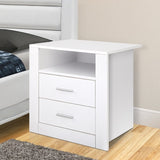 Artiss Bedside Table 2 Drawers with Shelf - TARA White FURNI-SIDE-SHELF-WH