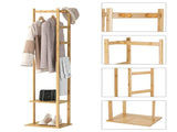 Versatile Strong Bamboo Clothes Hanger Rod Stand Scarf Hat Holder Storage Shelf V767-JJ-ZY212-V1
