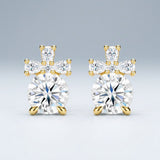 Elegant S925 Silver Plated Gold Moissanite Stud Earrings with Cross Design, Eight Hearts Eight V1341-ZY-72D99LQ9-MOISSANITE-PREMIUMS925