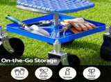 Gardeon Garden Cart Seat Rolling Stool 360 Swivel Height Adjustable Heavy Duty Blue GCT-4W-BL