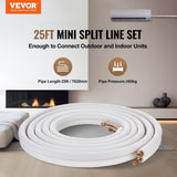 VEVOR 7620mm Mini Split Line Set, 6.4 & 9.5 O.D Copper Pipes Tubing and Triple-Layer Insulation, for V952-KDLJGTJ14INC1KXRQV0
