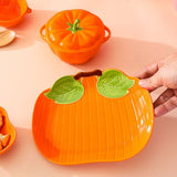 Pumpkin Ceramic Plate, Fall Themed Tableware, Pumpkin Candy Dish, Harvest Bowl Set, festive Serving V1366-AZ2-W-20791