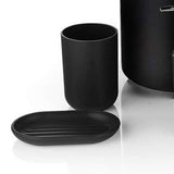 Trash Can Toothbrush Holder Set Toilet Brush Soap Box Lotion Dispenser Black Hotel Bathroom V1294-YM0703-3112230004411