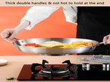 38cm Multifunctional Grill Pan with Double Handles - Silver - Suitable for Induction Gas and V1258-DP02-BOL-26