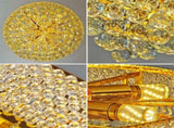 Luxury Empire Gold Crystal Chandelier Ceiling Light, Round Crystal Pendant Lamp with 3 Color V767-LT-X168-Y40