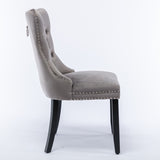 8x Velvet Dining Chairs Upholstered Tufted Kithcen Chair with Solid Wood Legs Stud Trim and V226-SW1901GY-4