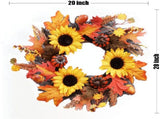 Fall Wreath 20' Autumn Front Door Wreath Harvest Wreath with Small Pumpkin Berry Round Leaves Fall V1366-AZ2-W-20036