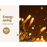 20M Christmas Lights Icicle Light 800 LED Warm White Decor Jingle Jollys XMAS-LED-800-IC-WW