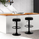 Artiss 2x Bar Stools Leather Padded Gas Lift Black BA-TW-T7009-CB-BKX2