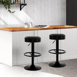 Artiss 2x Bar Stools Leather Padded Gas Lift Black BA-TW-T7009-CB-BKX2