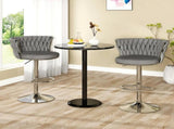 SERENIT Modern Silver Swivel Upholstered Velvet Adjustable Height Counter Stool with Metal Frame V255-GP2217R-GREY