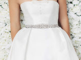 Bridal Belt Hand Rhinestone Wedding Belt Clear Crystal 55cm Long White Organza Ribbon for Wedding V1188-NK-BOL-276